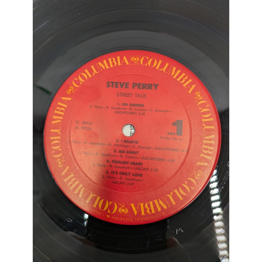 Steve Perry Street Talk Vinyl LP Album 1984 Columbia FC 39334 Oh Sherrie Rock - Picture 5 of 10